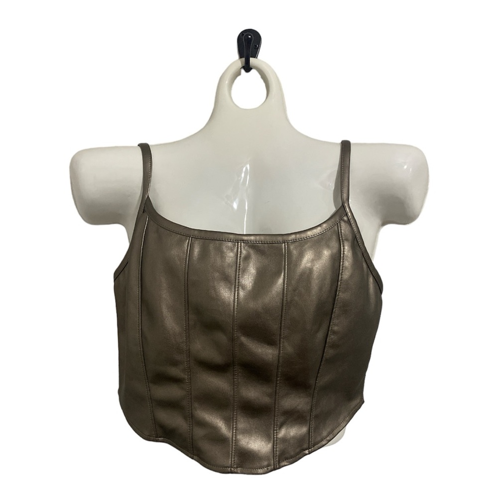 Kirious vegan leather bronze corset style crop top